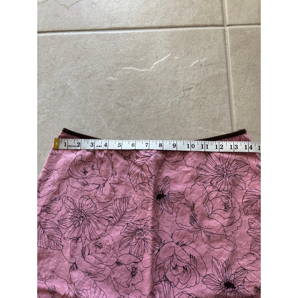 Vintage A-Line Skirt Womens Medium Pink Brown Knee Length Floral Y2K Coquette - Picture 5 of 6